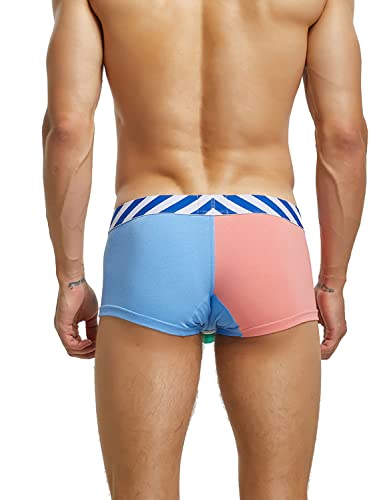 SEOBEAN Mens Sexy Low Rise Underwear Color Block Boxer Brief 2202142