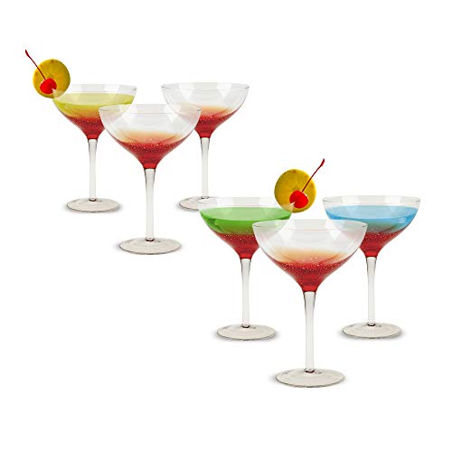 IMPULSE! Nassau Hand Blown Martini Glasses set of 6 (Red)