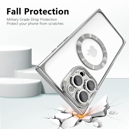 IAIYOXI Rectangle Magnetic Clear Case for iPhone 11 Pro Max, [Compatible with MagSafe],Soft Plating Phone Case with Full Camera Lens Protection,Anti-Scratch Shockproof Slim Cover, Silver by IAIYOXI - Used condition - Image 4