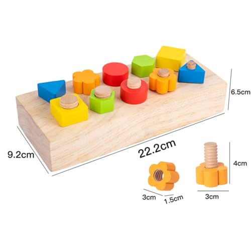 Image of Children Nut Bolts Education Toys Montessori Color Shape Wooden Sensory Toy Kids Fine Motor Skill Screw Board Matching Cognition Game