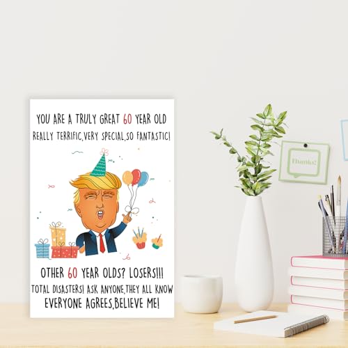 image for Missonemi Funny Trump 60th Birthday Cards for Men Women, Trump Happy 6