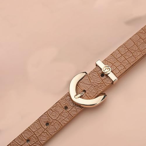 Lu's Chic Women's Faux Leather Belt For Dress Metal Travel Casual Buckle Spring Groove Belt2