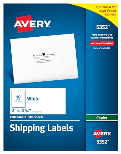 Étiquettes pour copieurs Avery 5352 idéales pour expédier vos colis