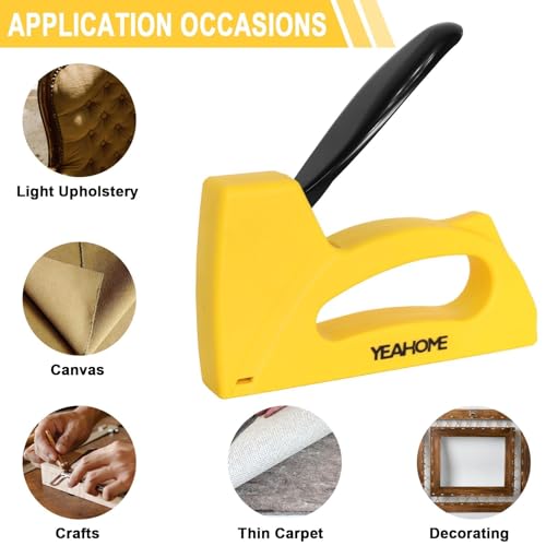 YEAHOME Light Duty Staple Gun, Upholstery Staple Gun with 2000 pcs JT 21 Staples 1/4, 5/16, 3/8 inch, Stapler Gun for Wood, Crafts, DIY, Decoration, Fabric