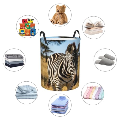 Laundry Hamper Waterproof Storage Bin Organizer with Handles Animal Zebra Laundry Basket Collapsible Dirty Clothes Hamper Large Clothes Storage Toy Organization for Bathroom Bedroom Medium - Image 4