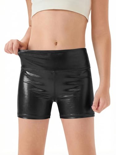 Image of Haloumoning Girls Athletic Shorts Kids High Waisted Yoga Dance Biker Shorts Comfy Gymnastics Shorts 5-14Y