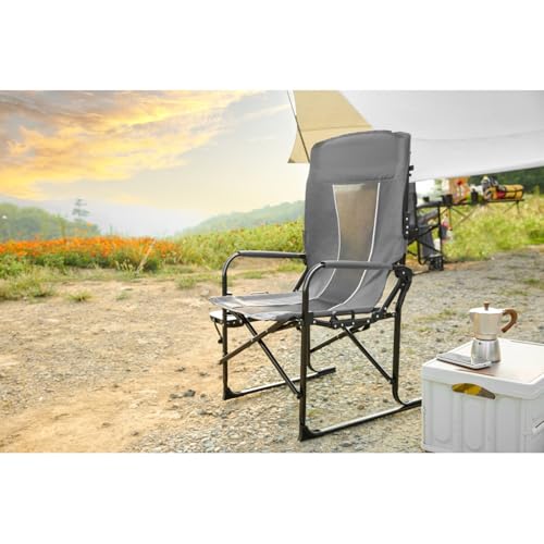 Chaise de camping robuste avec table d'appoint et cadre acier PE - 2