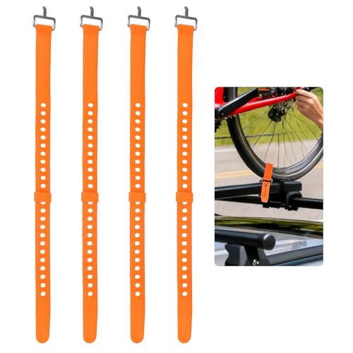 4PCS Heavy Duty Voile Straps 50cm Adjustable Tie down Rubber Straps with Aluminum Buckle Quick Release Velcro Strap Alternative for Bikes Ski Cargo Sports Outdoor Lashing Gear (Orange)
