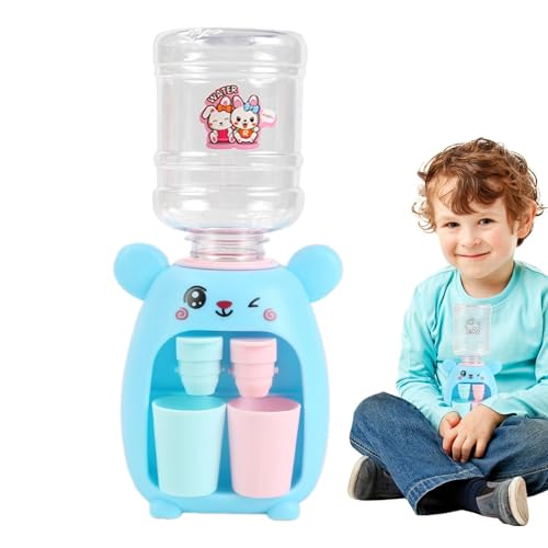 Dispensador de agua para niños, dispensador de agua para niños, juguetes de dispensador de bebidas de conejito con 2 tazas, dispensador de agua de escritorio, doble salida de agua potable Juguetes