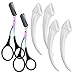 Jawfait 6 Pcs Eyebrow Trimmer Scissors with Comb, Curved Eye Brow Razor, Non-Slip Stainless Steel Facial Hair Removal Grooming, Brow Shaping Beard Shaving Kit Beauty Accessories for Women Men (Black)