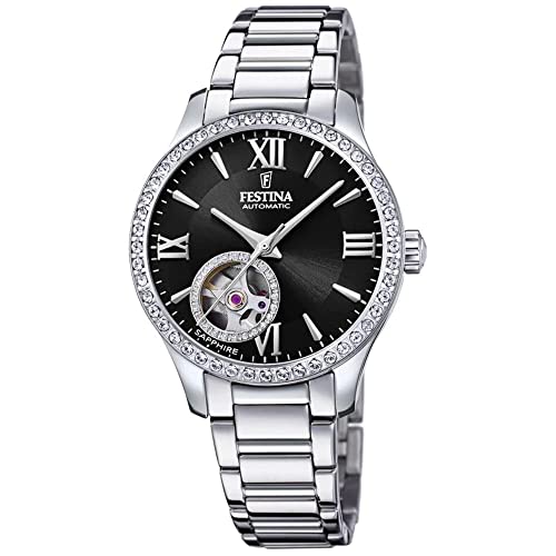 FESTINA Reloj Modelo F20485/2 de la colección AUTOMATICO, Caja de 33,5 mm Negro con Correa de Acero para señora