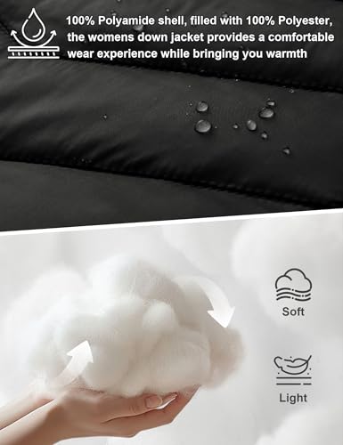 SLOW DOWN Womens Plus Size Lightweight Puffer Jacket, Womens Packable Winter Jacket, Womens Puffy Jacket with Detachable Hood4