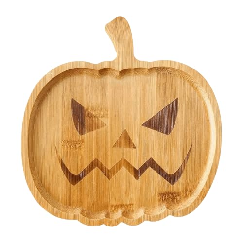 Plato de calabaza de Halloween, bandeja de madera de Halloween, bandeja de servir fantasma, platos decorativos de escritorio, tabla de embutidos para alimentos, frutas, aperitivos, postres, vajilla,