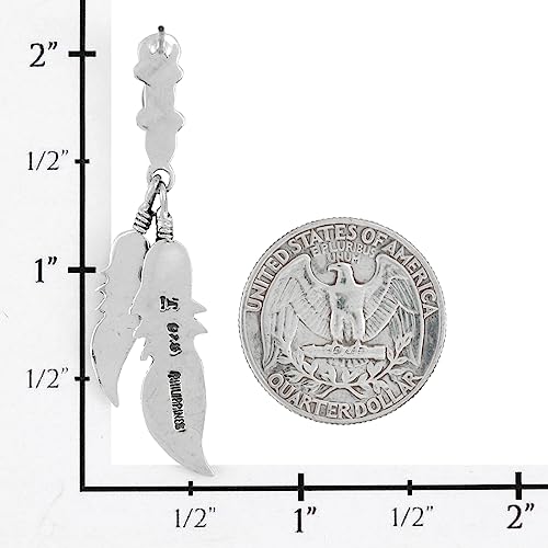 Feather Turquoise Earrings 925 Sterling Silver & Genuine Gemstone3