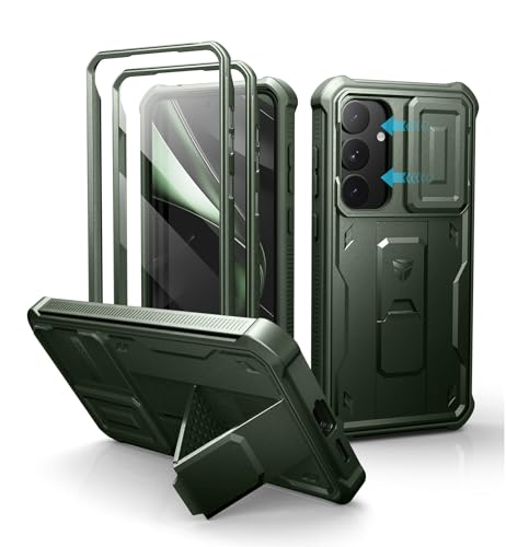Image of Dexnor for Samsung Galaxy S25 Plus Case with Built-in Slide Camera Cover & Screen Protector & Kickstand,Heavy-Duty Shockproof Rugged Case Full-Body Bumper Cover for Galaxy S25 Plus(2025),Army Green