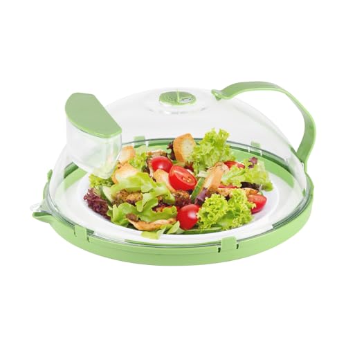 Couvercle pour micro-ondes, 26 cm, avec réservoir d'eau, sans BPA, protection anti-éclaboussures, avec sortie de vapeur, couvercle transparent pour assiettes