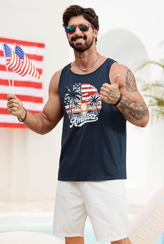 Image of VOGSTART Mens Hawaiian Beach Tank Tops Summer Vacation Muscle Top Graphic Sleeveless Shirts (S-3XL)