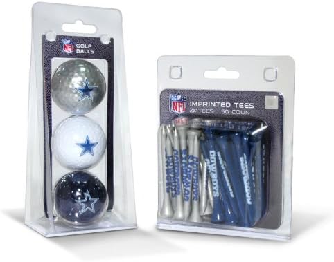 Team Golf NFL Dallas Cowboys 3 Golf Balls And 50 Golf Tees Logo Imprinted Golf Balls (3 Count) & 2-3/4" Regulation Golf Tees (50 Count), Multi Colored