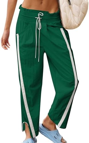 Track Pants Women Casual Drawstring Barrel Pant Lightweight Baggy...