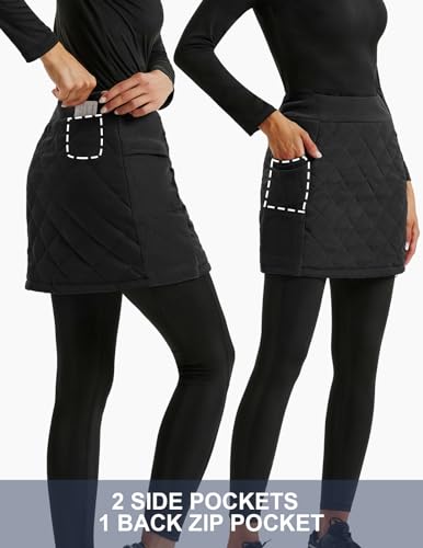 JACK SMITH Women's Puffer Quilted Skirt Insulated Warm Snow Skorts for Hiking Running Golf Zipping Both Way2