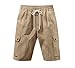 ZOCAVIA Men's Summer Linen Shorts Casual Fashion Solid Color Beach Shorts Daily Light Weight Comfy Drawstring Elastic Waisted Cargo Shorts with Pockets Khaki L