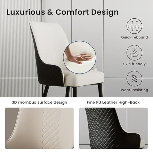Image of Dream Furnishing - Set of 4 Dinning Chairs Elegant & Luxury Looks Strong Metal Frame Legs for Home Cafe Office Hotel (Dark Grey-Orange)
