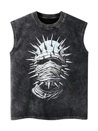 Men's Rhinestone Tank Top Vintage Crew Neck Sleeveless Summer Tops