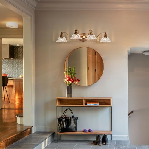 Image of XIEDUN Brass 4 Light Vanity Lights for Bathroom Vanity Light Fixtures Bathroom Light Fixture