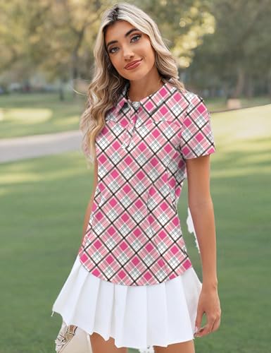Image of TFSDOD Womens Golf Polo Shirts Collared Short Sleeve T Shirt Lightweight Moisture Wicking Polo Casual 3 Buttons Outfits