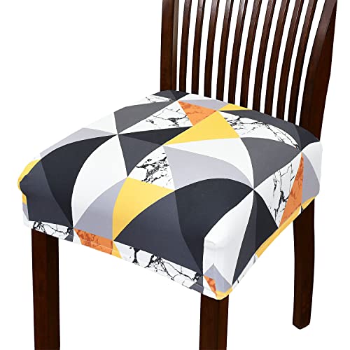 Image of Magical Universal Dining Chair seat Cover Set of 4 Seater pcs are Easily Washable Strechable and Comfortable for Dining Room Home Decor Slip Cover P.2 (Set of 8, Yellow Check)