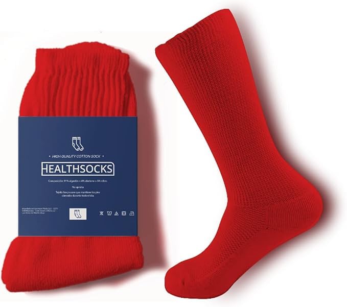 Health Socks: Calcetines sin Costuras sin Goma Para Hombre y Mujer Mejorar Circulación Diabéticos Cómodos de Colores Tratamiento Pie Diabético