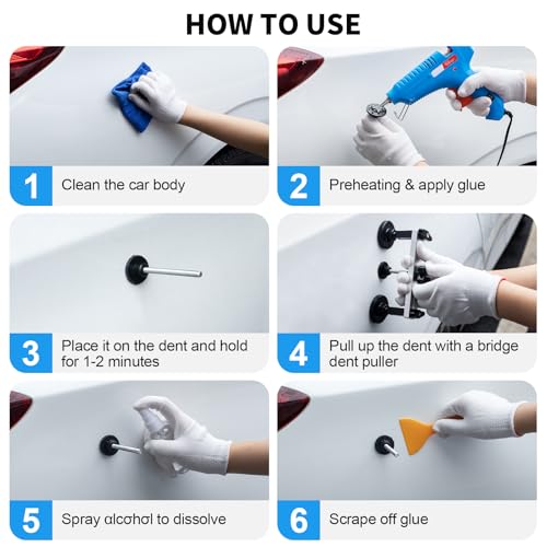 Image of Car Dent Puller Kit, Paintless Dent Removal Kit, Car Dent Repair Kit with Bridge Puller, Dent Remover Tool for Car Hail Damage DIY Repair