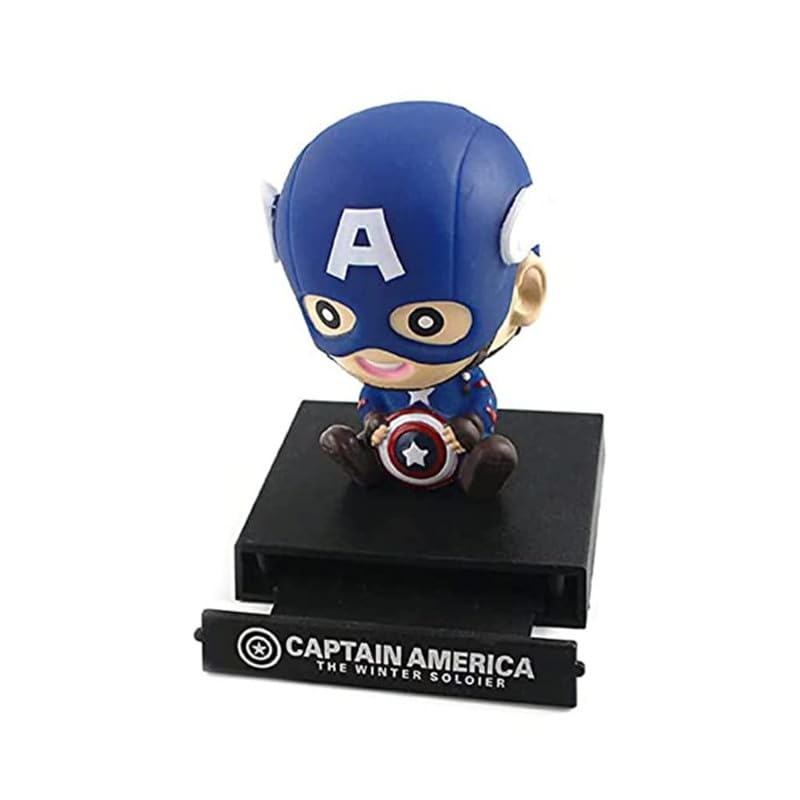Image of Super Hero Action Figure Limited Edition Bobblehead with Mobile Holder for Car Dashboard, Office Desk & Study Table (Captain America Winter Soldier)