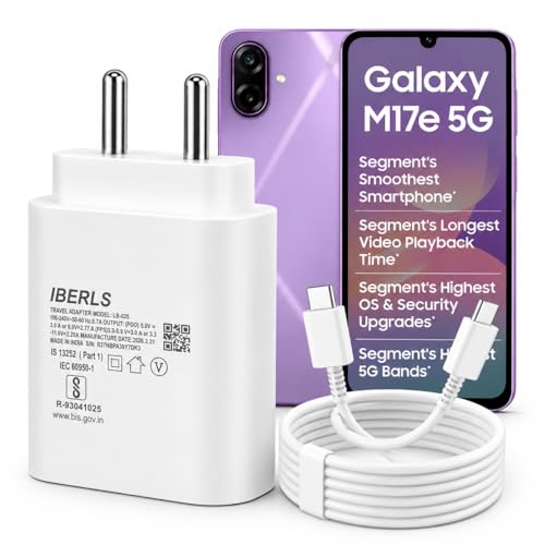 Image of 25W Pd 3A Type-C Super Fast Charging Adapter with 1M Type C Cable for Galaxy M17e /M17 /M06 /M36 /M07 /M56 /M16 /M55s / M05 /M15 /M35 /M55 /Tablet /Galaxy Watch- Charge Your Device with 25 Watt USB C Fast Charger