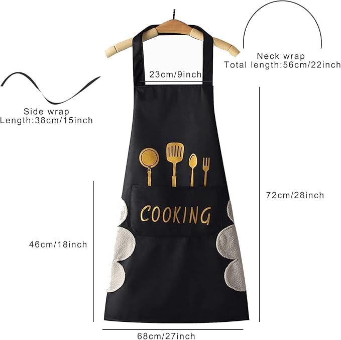 Image of Optish Premium Waterproof Apron for Kitchen | Comfortable Cooking Apron with Pocket | Durable Kitchen Apron for Women Waterproof & Dishwashing Use Easy Release (Pack of 2)