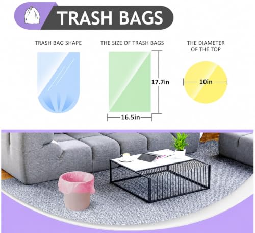 Image of Small Trash Bags 1.5 Gallon 168 Count Strong Trash Bags Colorful Small Garbage Bags, Trash Can Liners for Bathroom Home Office Kitchen Bedroom, fit 0-5 Liter, 1,1.2,1.6,Gal,Multicolor
