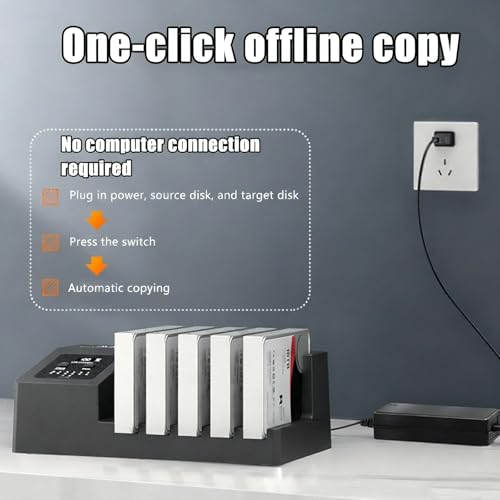 Estación de acoplamiento para 5 discos HDD/SSD con clonación offline miniatura 2