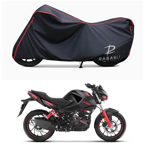 Image of Waterproof Bike Body Cover Compatible for | Hero Xtreme 160R Disc | Taffeta Fabric, Red Piping Design, Bottom Elastic Fit | Dustproof, Sun UV & Rain Protection for All Bikes