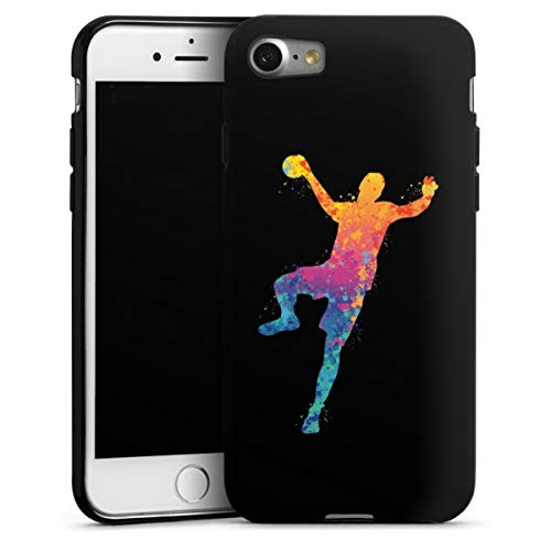 DeinDesign Silikon Hülle kompatibel mit Apple iPhone 7 Case schwarz Handyhülle Handball Farbklecks Ball