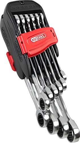 KS Tools 503.4250 - Clés à Cliquet de Notre Gamme Gear Plus - Jeu de 10 Clés Mixtes à Cliquet à la Forme Droite - Système FlankTraction - Set Tournevis