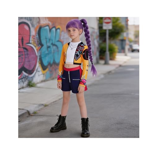 AQAZX K.P-0p De.m0n Hu-nter Kostüm Anime-Cosplay-Kostüm für Kinder Rollenspiel Fest-Performances-Kostüm Geschenk für Anime-Fans (A-gelb-(children 130-139 CM))