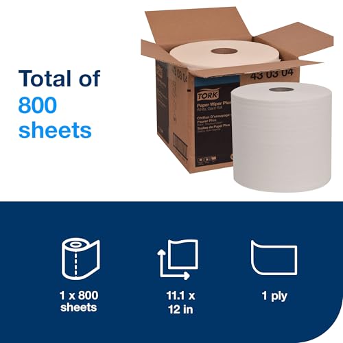 Tork Paper Wiper Plus White W1, Giant Roll, 1 x 800 Feet, 430304 - image 2