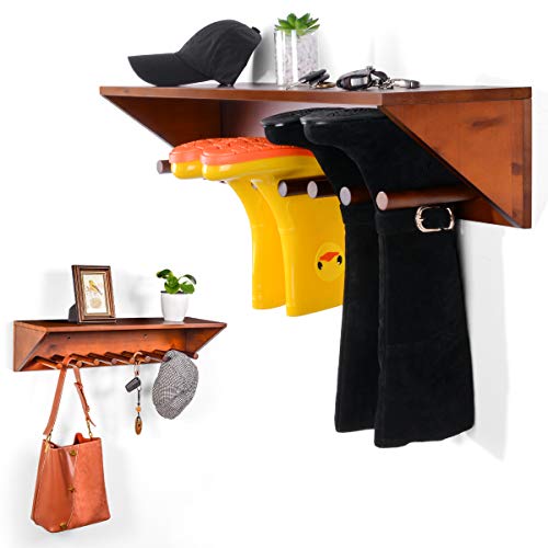 Sunix Boot Rack, Shoe Organizer Pine Wall Mount Boots Storage Rack for Knee