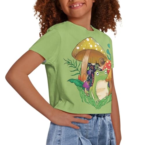 Image of Kids Crop Top Short Sleeve T-Shirts for Girls Size 5-14