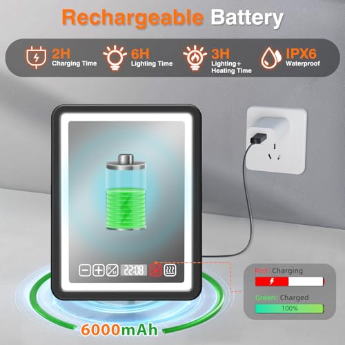 Miroir chauffant LED douche sans buée à écran tactile et éclairage variable - 6