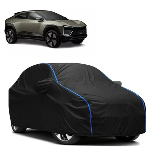 Image of Kerwa Car Body Cover Waterproof Compatible with Mahindra BE 6e | Scratch Proof, Anti-Dust, UV Protection with Windproof Buckle Strap and Mirror Pockets, Bottom Elastic Fitted-Black