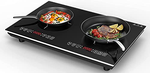 Vbgk Double Induction Cooktop, 4000W Countertop Burner Hot Plate Lcd Sensor Touch Energy-Saving Portable Induction Cooktops 2 Burner With Child Safety Lock & Timer, 110~120V #TOP7