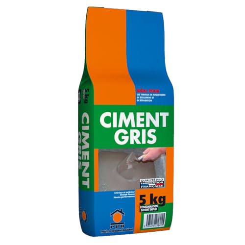 Ciment Gris Polyvalent 5kg - Finesse et Séchage Rapide - Maçonnerie, Réparation, Scellement et Jointoiement Intérieur/Extérieur