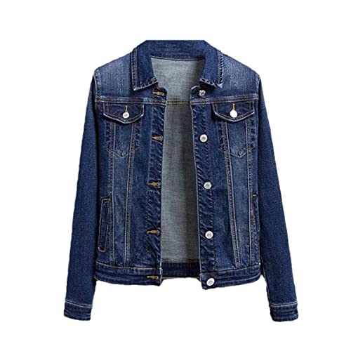 Veste en jean femme ample de couleur foncée en grande taille XL