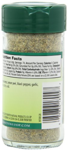 Frontier Seasoning Blends, Salt-Free Lemon Pepper, 2.08-Ounce Bottle #TOP4